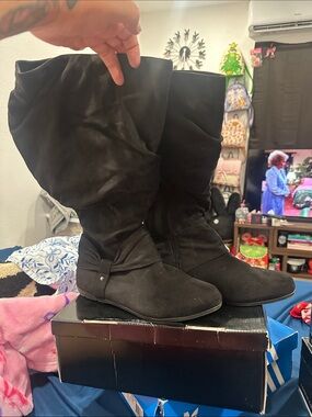torrid Black Over-the-Knee Slouch Boots with Side Zip